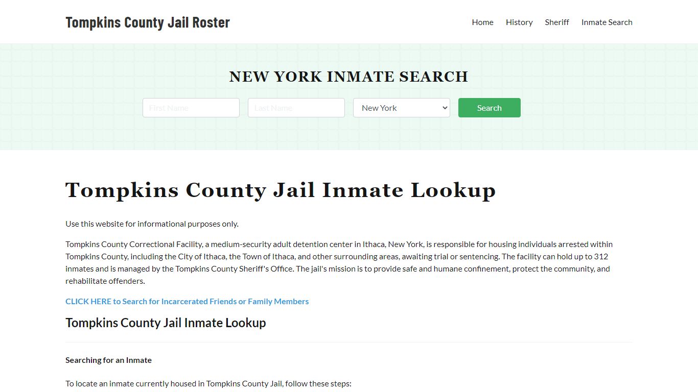 Tompkins County Jail Roster Lookup, NY, Inmate Search