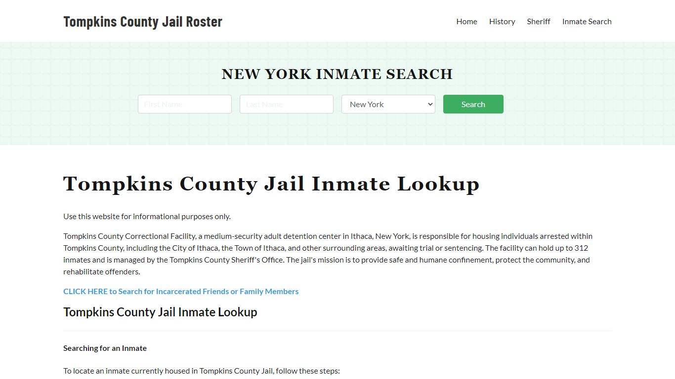 Tompkins County Jail Roster Lookup, NY, Inmate Search